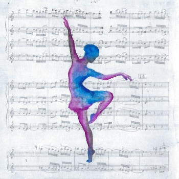 Dance nr. 1 - écoline op partituren (20x20, 2017)