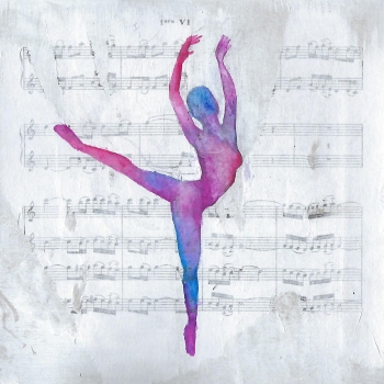 Dance nr. 2 - écoline op partituren (20x20, 2017)