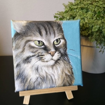 Portret Tiger - acryl op klein doek, 10x10cm (2019)