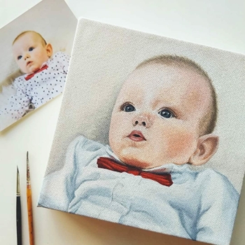 Portret baby - acryl op doek, 20x20cm (2020)