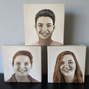 Portretten sepia - acryl op doek, 20x20cm (2020)