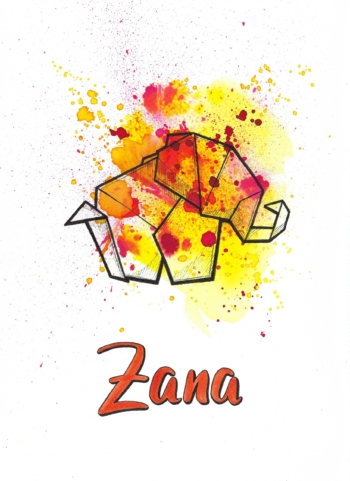 Geboortekaartje Zana (2021)Geboortekaartje Zana (2021) - stoer en kleurrijk handgeschilderd geboortekaartje met een origami olifantje. Met liefde en op maat gemaakt.