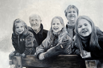 Zwart-wit familieportret - acryl op doek, 40x60cm (2022)